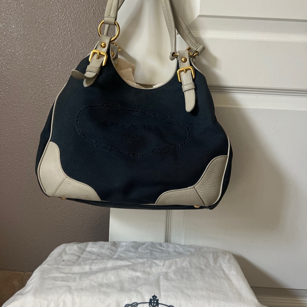 Prada Denim Jacquard Shoulder Bag (vintage)